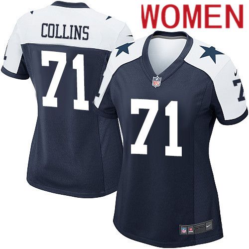 Women Dallas Cowboys #71 Lael Collins Nike Navy Alternate Game Team NFL Jersey->women nfl jersey->Women Jersey